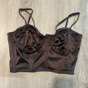 Satin brown corset top
